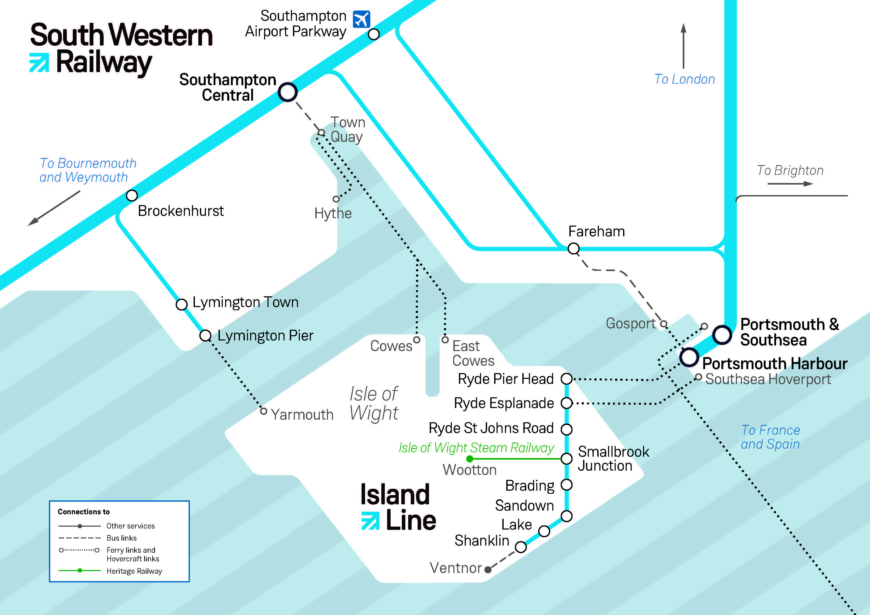 The Island Line train network map | South Western Railway